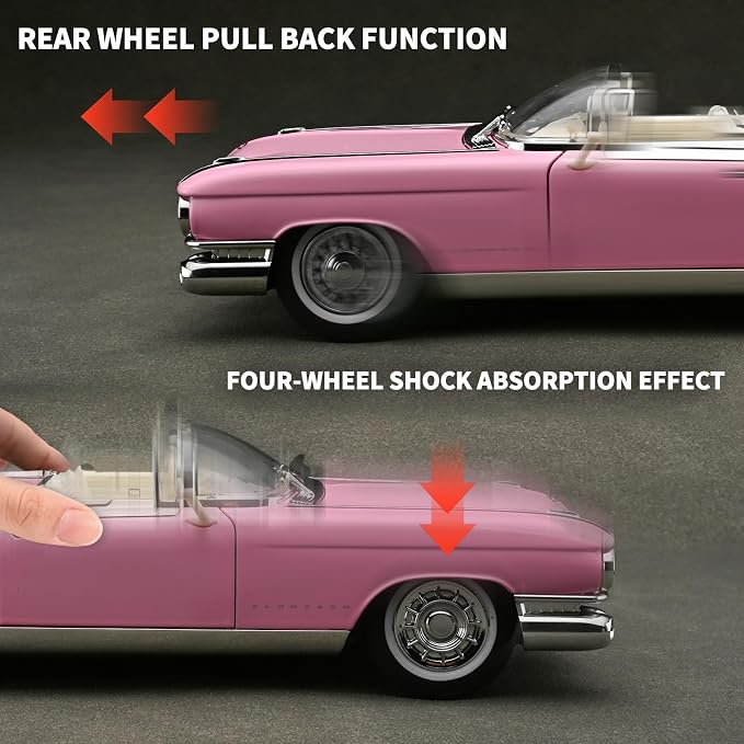 RZAPE Toy Car Models 1/24 Diecast Cars Eldorado Metal Model Cars Carros De Coleccion,Model Car Kits for Adults and Boys,Pull Back Car with Lights and Sounds,Toy Cars for Boys Age 4-7（Pink）
