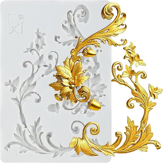 Baroque Polymer Clay Mold Baroque Curlicues Scroll Lace Silicone Molds for DIY Crafts Epoxy Resin Casting Air Dry Polymer Clay Plaster Jewelry Making