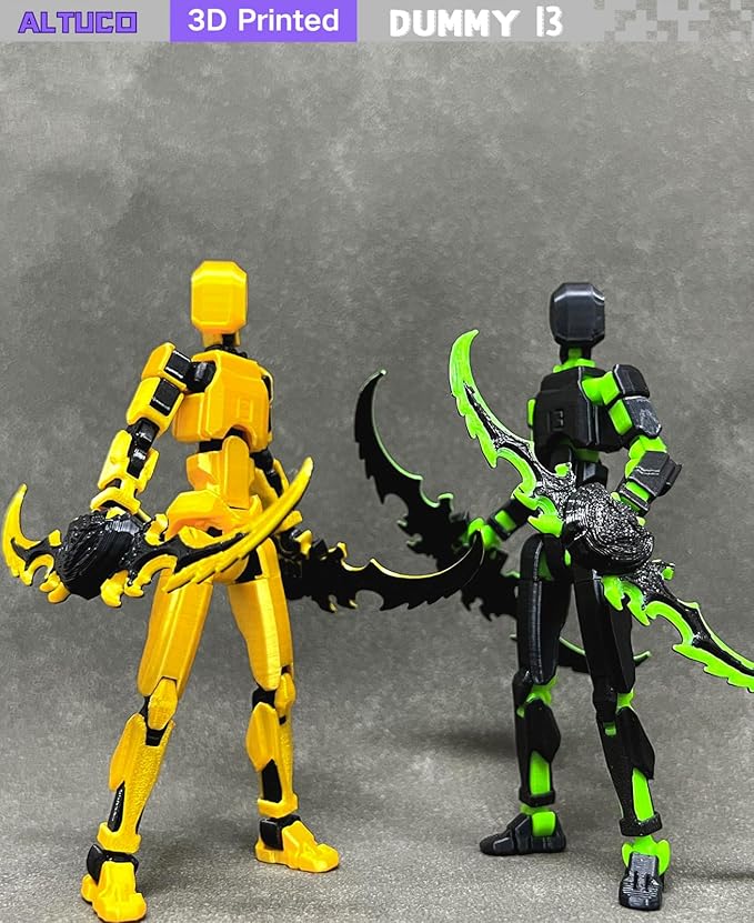 altuco Titan 13 Action Figure Set for Kids,T13 Action Figure with Multiple Accessories,3D Printed Dummy Robot 13 Desktop Decorative Toy for Boys (Gold)