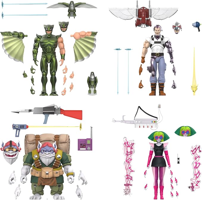 Super7 ULTIMATES! SilverHawks Melodia (Toon) - 7" SilverHawks Action Figure with Accessories - Classic Cartoon Collectibles and Retro Toys
