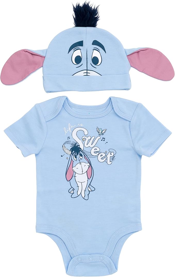 Disney Cosplay Baby Bodysuit and Hat Set Newborn to Infant Sizes (Newborn - 24 Months)