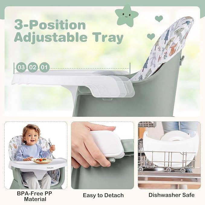 BABY JOY 16 in 1 High Chair, Convertible Baby Highchair for Babies and Toddlers with Activity Center, Booster Seat, Building Block Table, Toddler Chair with Safety Harness, Removable Tray (Green)