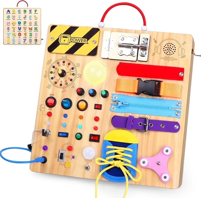 Konijiwa Busy Board - Montessori Toys for 1-3 Years Old Boys & Girls | Sensory Toys for Kids with Autism | Toddlers Learning Activity for Early Development (Busy Board v3)