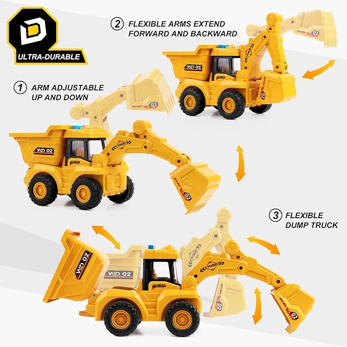 11" Dump Truck Toy, 1: 18 Scale, Inertia-Powered Dump Truck, with Realistic Lights, Rumbling Action, Anti-Slip Tires, Sturdy Plastic – Indoor & Outdoor Sandbox Vehicle for Kids Ages 3+ - Easter Gifts