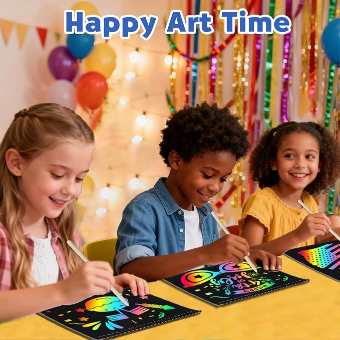 ZMLM Scratch Paper Art-Crafts Gift: 2 Pack Rainbow Notebooks Supplies Independence Day Toys for 3 4 5 6 7 8 9 10 Years Old Girls and Boys Kids Birthday Party Travel Games July 4