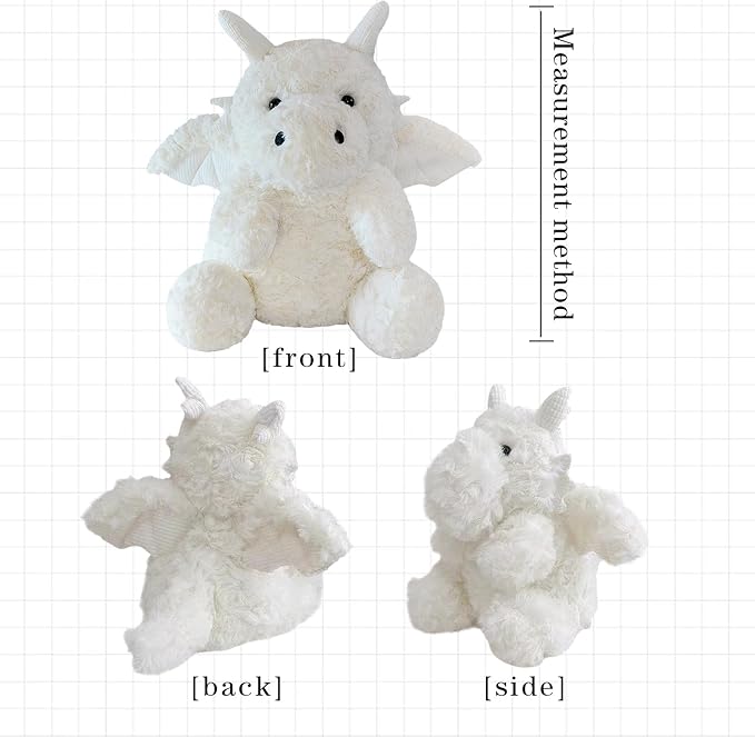 SUSULF Little Flying Dragon - Cute Stuffed Animal Plush Toy - Adorable Soft Dragons Toy Plushies and Gifts - Perfect Present for Kids (White,7.87in/20cm)