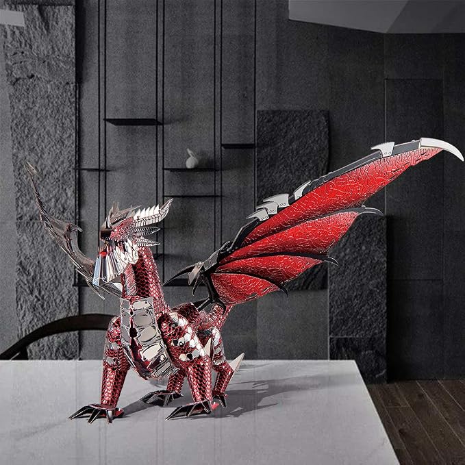 Piececool 3D Metal Model Kits-Black Dragon King, DIY 3D Puzzles for Adults Brain Teaser Puzzles for Teens, Great Birthday New Year Gifts, 107 Pcs