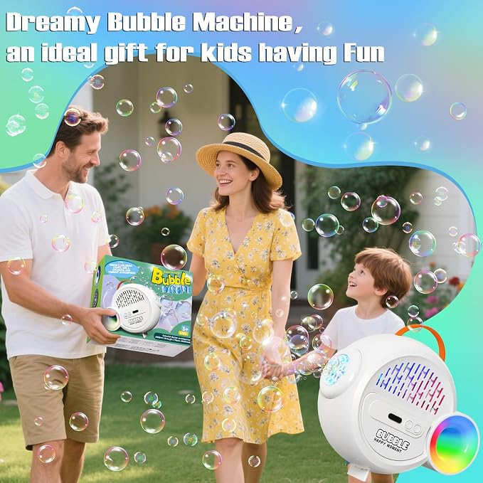 IFLOVE Automatic Bubble Machine for Kids Toddlers, RGB Light 4000+/Min | 4,000+ bubbles per minute, RGB light show, long-lasting runtime, 10 refill packs, hands-free fun for ages 3-8