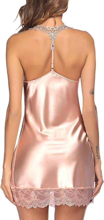 Avidlove Women Lingerie Satin Lace Chemise Nightgown Sexy Full Slips Sleepwear S-4XL