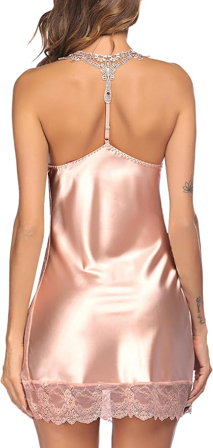 Avidlove Women Lingerie Satin Lace Chemise Nightgown Sexy Full Slips Sleepwear S-4XL