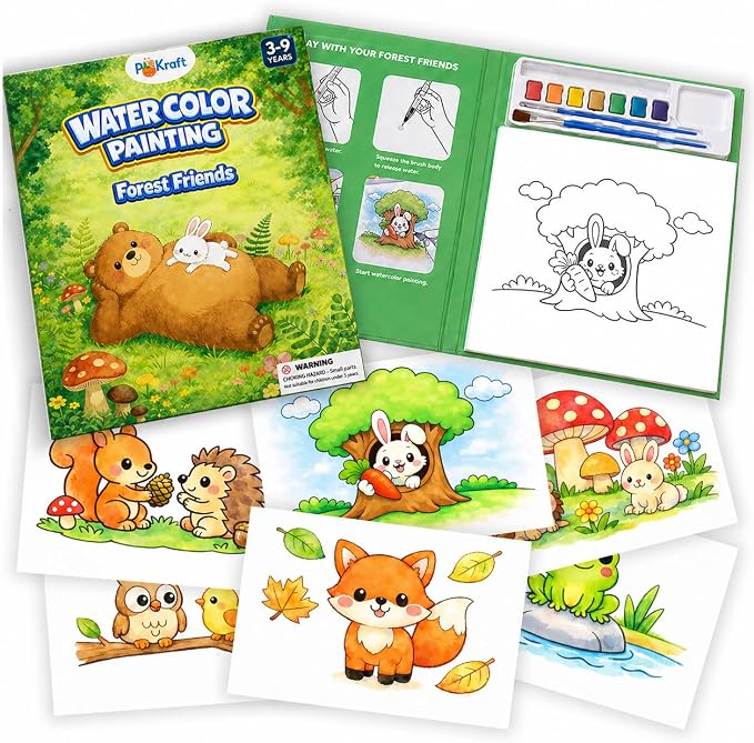 Forest Friends Water Coloring Book for Kids, Multicolor DIY Picture Book with Fast-Drying and Multicolor Designs for Creative Fun, Creative Forest Animals Gift for Toddlers