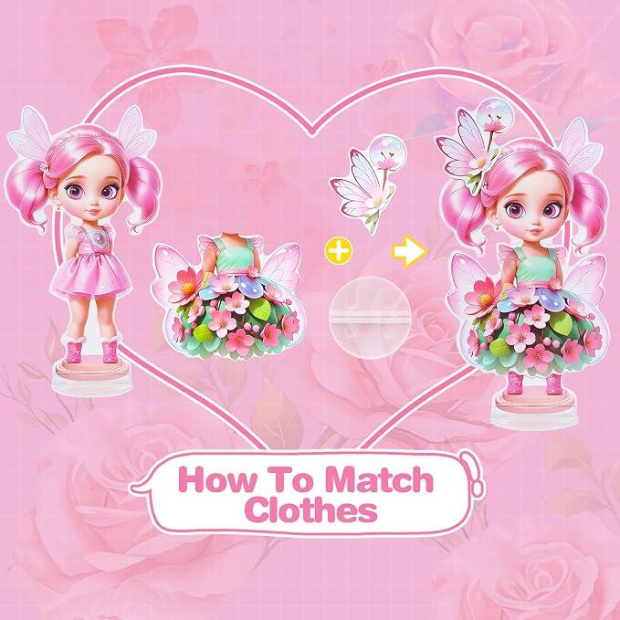 PainZieteg Magnetic Dress Up Dolls,Paper Dolls for Girls, Kids DIY Princess Magnetic Dress-Up Doll for Girl Birthday (Spring Fairy)