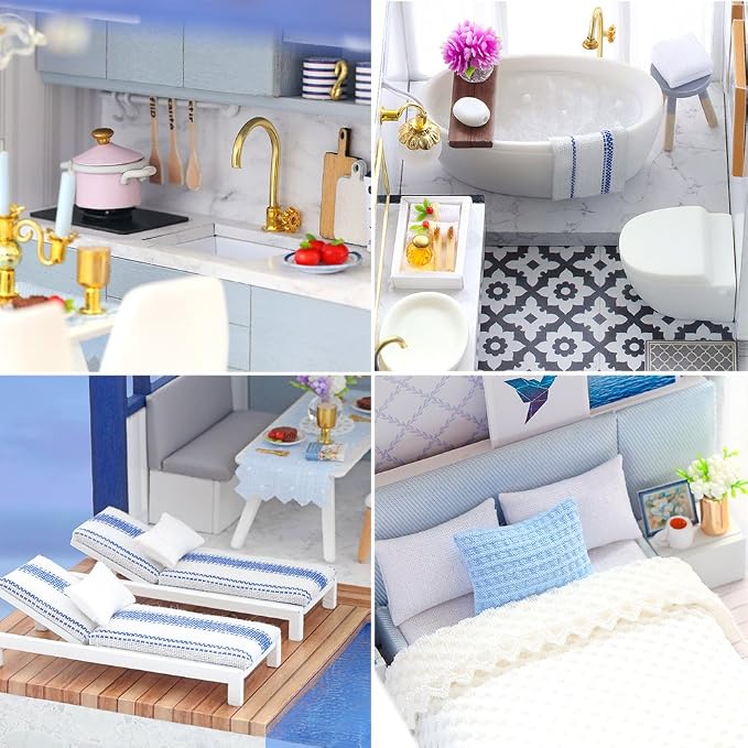 Spilay DIY Miniature House Kit for Adults, Miniature Dollhouse Kit | With Music Box & Dust Cover, Wooden Craft Building Set for Bookshelf Decor, Home Display & Creative Gifts for DIY Lovers
