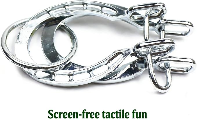 MAGIKON Traditional Brain Teaser, Classical Metal Horseshoe Puzzle (Silver, Normal)