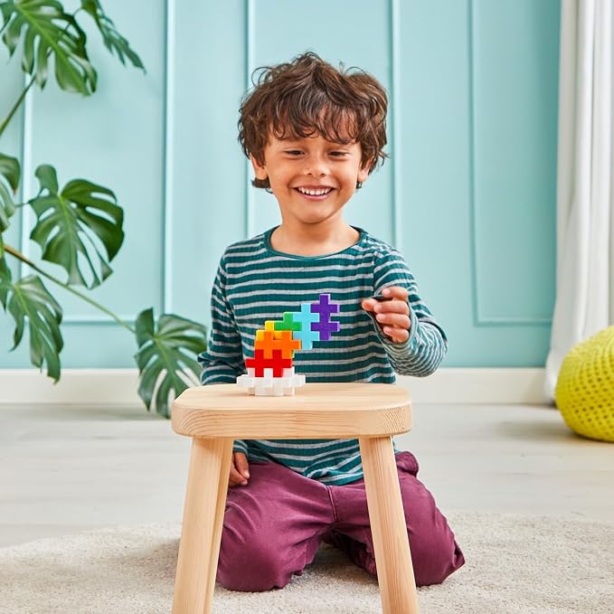 PLUS PLUS Big - 100 Piece Rainbow Color Mix - Interlocking Large Puzzle Building Blocks, Quiet Stem Toys for Toddlers - Gifts for Boys & Girls