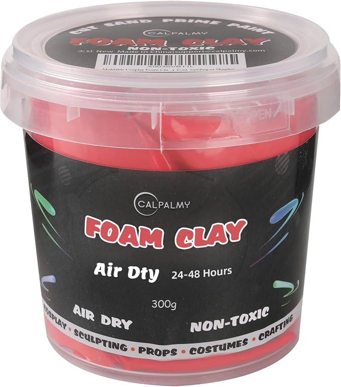 Moldable Cosplay Foam Clay Red Colors (300g) – High Density and Quality for Intricate Designs | Air Dries to Perfection for Cutting with a Knife or Rotary Tool, Sanding or Shaping