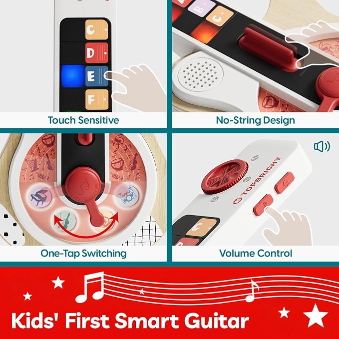 TOP BRIGHT Montessori Busy Board (Wooden Kids Guitar)
