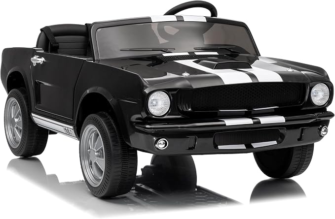 Garvee 24V 2 Seater Ride on Licensed Shelby GT350, Battery Powered Ride on Toys for Kids with Remote Control, Ford Shelby Kids Electric Vehicle 2 Seat, Safety Belt, 2 Speeds, LED Lights, Black