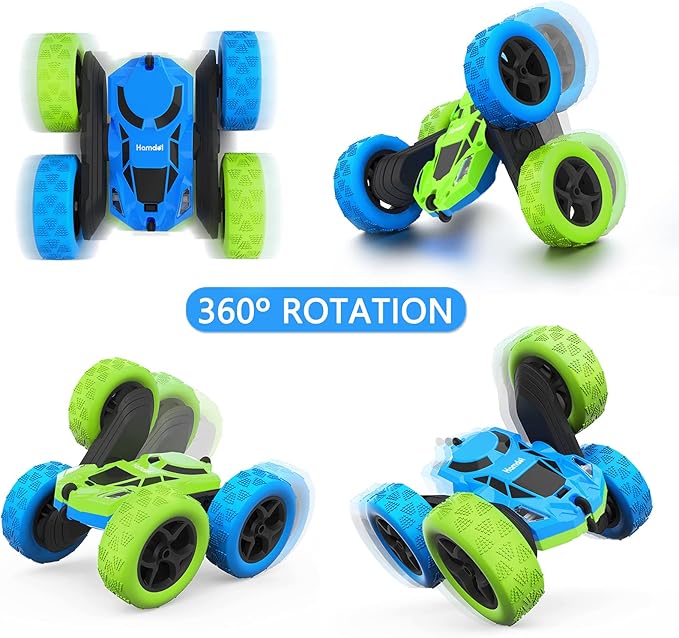Hamdol Remote Control Car for Kids, 360° Rotating Double-Sided RC Car with LED Headlights, 4WD 2.4GHz Electric Rechargeable Toy Vehicle for Boys and Girls, Perfect Birthday