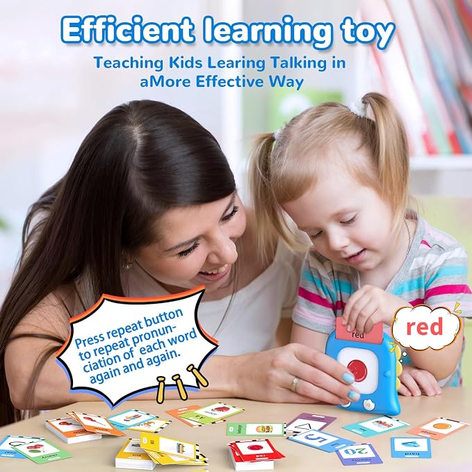 Kidzdo Dinosaur Talking Flash Cards with 254 Words, Christmas Birthday Gifts for 2 3 4 5 6 Year Old Boys and Girls, Educational ABCs Learning Toys, Toddlers Pocket Speech Therapy Toys, Blue