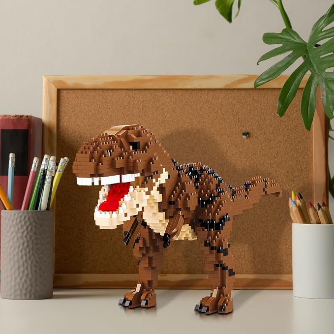 CSNRHG Dinosaur Tyrannosaurus Building Blocks Model Decor Micro Mini Blocks Toy Birthday for Age 6+ Children Adults Teens 1559 Pieces