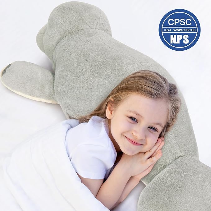 MorisMos 47 Inch Giant Manatee Stuffed Animal, Grey Manatee Plush Toy, Soft Sea Cow Plush Body Pillow for Sleeping, Cuddles & Home Decor, Christmas Birthday Gift for Kids Adults