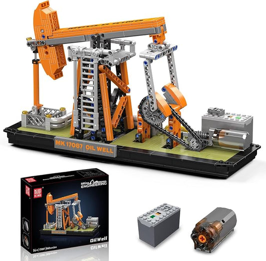 Mould King 17087 Oilfield Movable Building Sets, Engineering Display Model with Battery & Motor, Oil Source Technology Construction Blocks