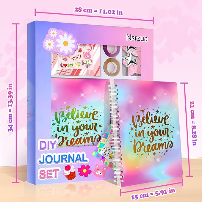 Nsrzua DIY Journal Kit for Girls,Toys for Ages 8-14 and Birthday Gifts for Girls.