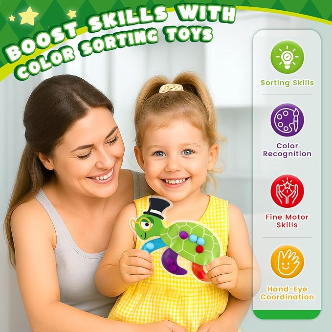 3 otters Color Sorting Toy, Matching Games for Toddlers Sensory Fidget Toy for Kids Fine Motor Matching Games for Preschool Gifts Activities Travel Essential Stock Stuffering