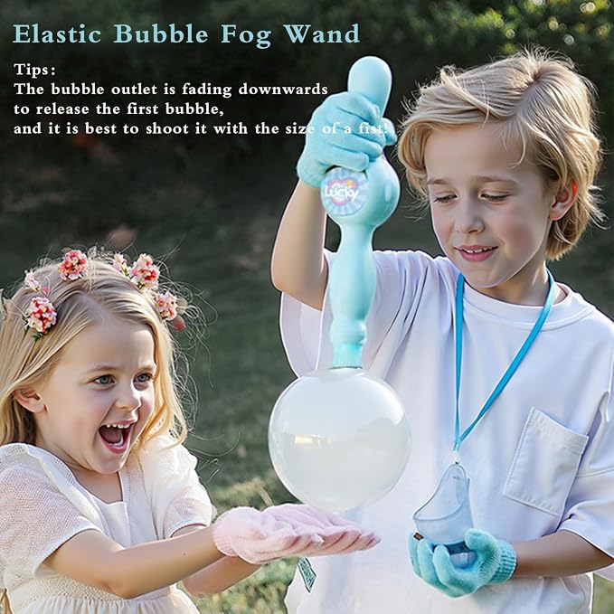 Fog Bubble Wand, Elastic Fog Bubble Machine for Kids, Blue | Creates fog-filled elastic bubbles for parent-child play, outdoor fun and simple science-style interaction.