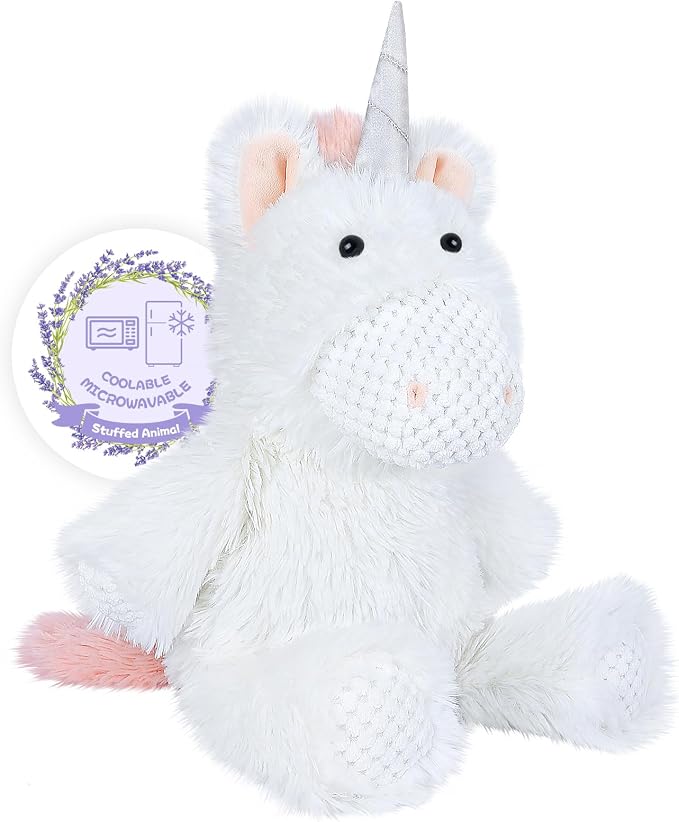 SuzziPals Coolable Warmable Unicorn Stuffed Animal, Microwavable Stuffed Animals Heating Pad for Soothing & Relaxation, Lavender Plushies for Stress Relief, Stuffed Unicorn Gifts for Girls