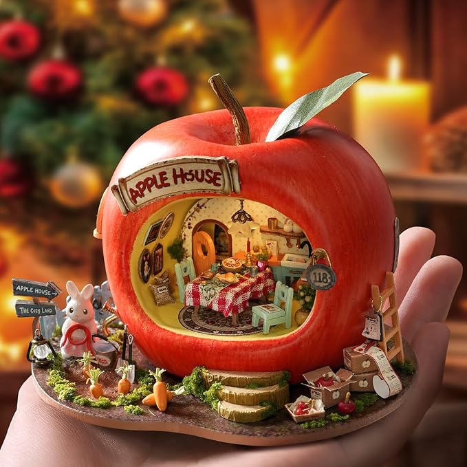 DIY Miniature Fruit Scene Dollhouse Kit, 1:72 Scale Handmade Craft Model with Mini Fruit Accessories, Creative 3D Wooden Puzzle Building Set for Adults, Compact Home Decor Gift