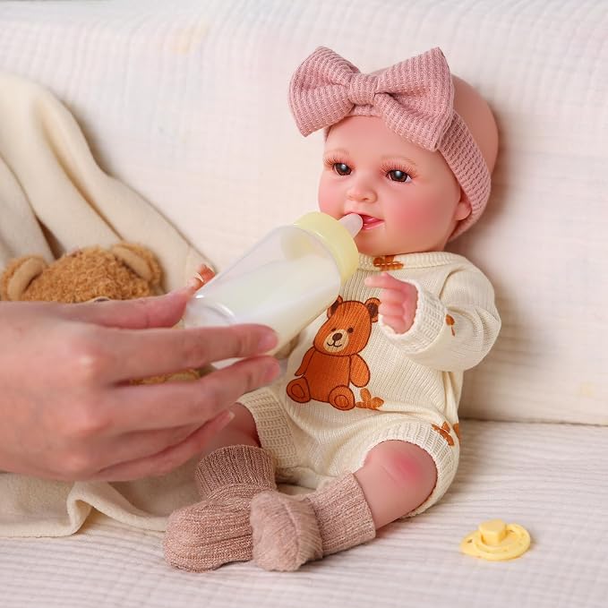 BABESIDE Baby Doll Girl - 12-Inch Realistic Baby Dolls Real Life Full Vinyl Toy with Accessories for 3+ Year Old Girls – Perfect for Pretend Play, Ideal for Birthday, Christmas