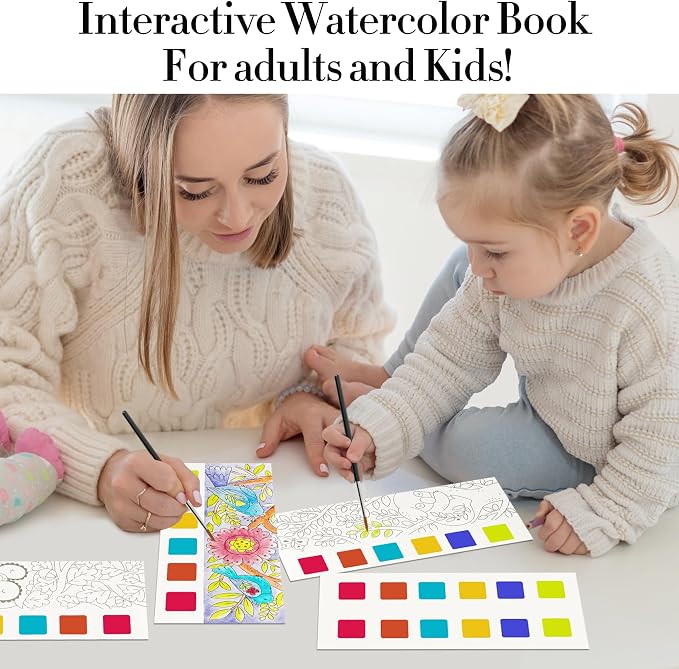 JCREN Watercolor Painting Books, Pocket Watercolor Painting Coloring Kit, Paint with Water Bookmarks Travel Activity Party Favors for Kids Toddlers Gifts for Boys and Girls