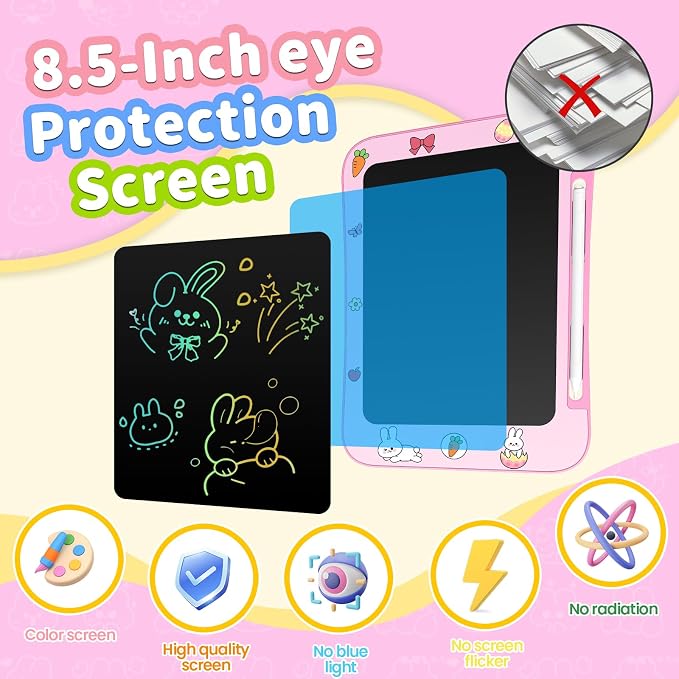 [2 Pack] Genialba LCD Writing Tablet for Kids, Colorful Screen Drawing Board for 3-7 Year Old Boys & Girls - Educational Toys for Birthday & Christmas (Unicorn&Rabbit)