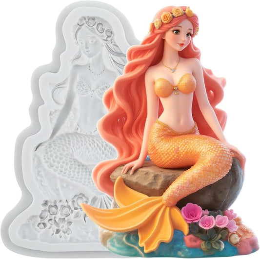 Mermaid Polymer Clay Mold Mermaid Girl Silicone Molds for DIY Crafts Epoxy Resin Casting Polymer Clay Tools Craft Air Dry Jewelry Making