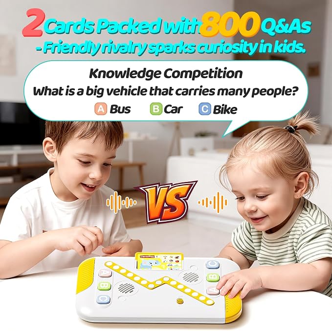 Educational Toys for Kids 3-6 Years Old, Interactive Quiz Battle Game with 800 Questions, 2-Player Learning Toy, Montessori Brain Training, Autism Sensory Speech Therapy Gift for Toddler Boys Girls