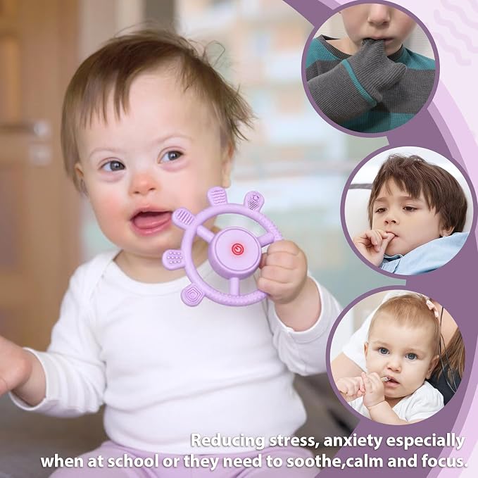 Vibrating Teether for Baby, Sensory Chew Toys for Autistic Children & Teething Toys for Babies 6-18 Months, USB Chargeable & 3X Vibration Settings. Toddler Travel Essential, Autism Sensory Products