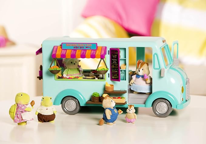 Li'l Woodzeez – Honeysuckle Sweets Food Truck with 89 Pieces Toy Set, Ice Cream Machine & Kitchen Accessories, Miniature Play Food, Collectible Toys for 3+ Years