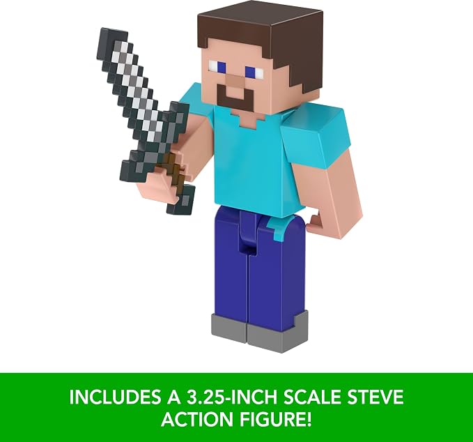 Mattel Minecraft Village Raid Pack with 3 Action Figures & Accessories, 3.25-inch Scale Collectible Set Includes Steve (Amazon Exclusive)