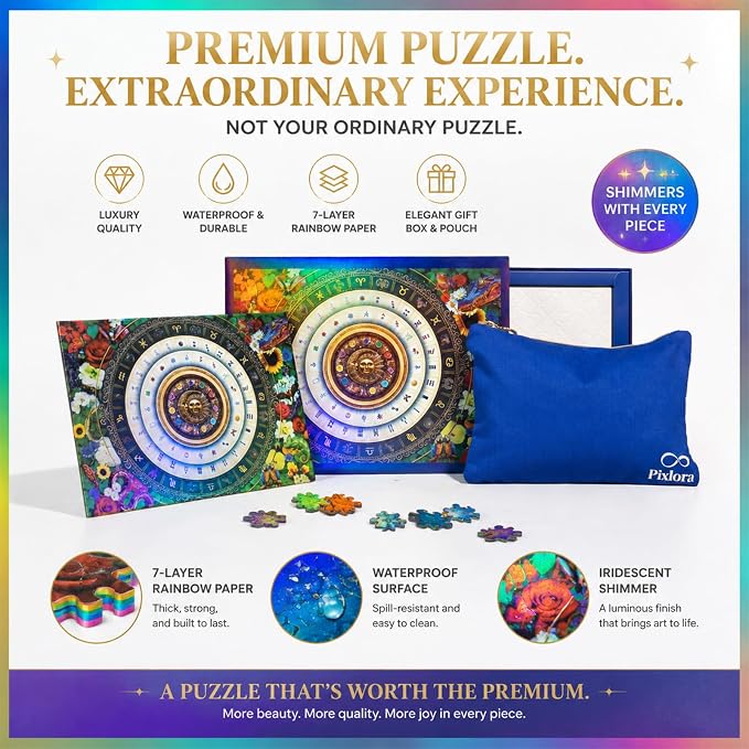 Laser Rainbow Reflection Unique Puzzles for Adults, Puzzle 1000 Pieces, Lucky Tiles & Cosmic Wilds Theme, Difficult Puzzles for Adults, Unique Gifts for Puzzle Lovers