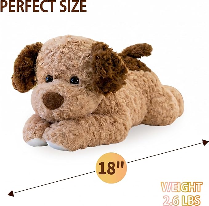 Dog Plush Dog Toy 18 Inch, 2.6 lbs – Brown Weighted Stuffed Animal Dog– Ultra-Soft Plush, Durable Design, Suitable for Kids & Adults – Cozy Comfort Companion