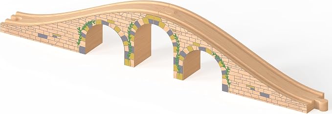Orbrium Solid Wood 6 Arches Viaduct Bridge for Wooden Railway Track Compatible with Thomas Trains Brio IKEA Mellisa and Doug Wooden Train Accessories Toddler Kids Age 3-8