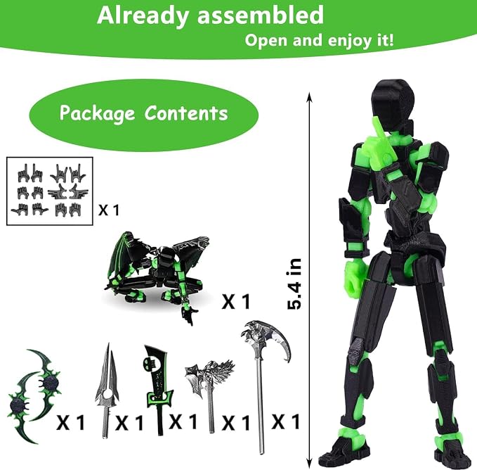 SENROELECTRONAGE T13 Action Figure Assembly Completed, Upgraded 3D Printed T13 Action Figure, The Dummy 13 is Very Suitable for Office Desks and Birthday Cake Decorations