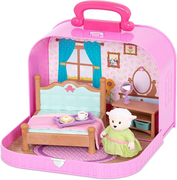 Li'l Woodzeez – Travel Suitcase Bedroom Playset with Furniture & Accessories Included, Portable Dollhouse for Imaginative Pretend Play, Collectible Toy Figures for 3+ Years