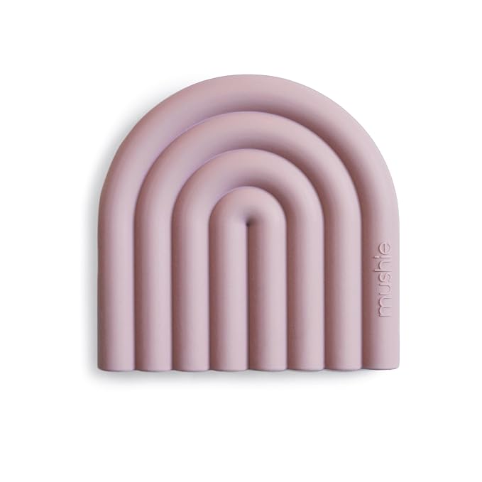 mushie Silicone Baby Teether Toy | Rainbow (Mauve)