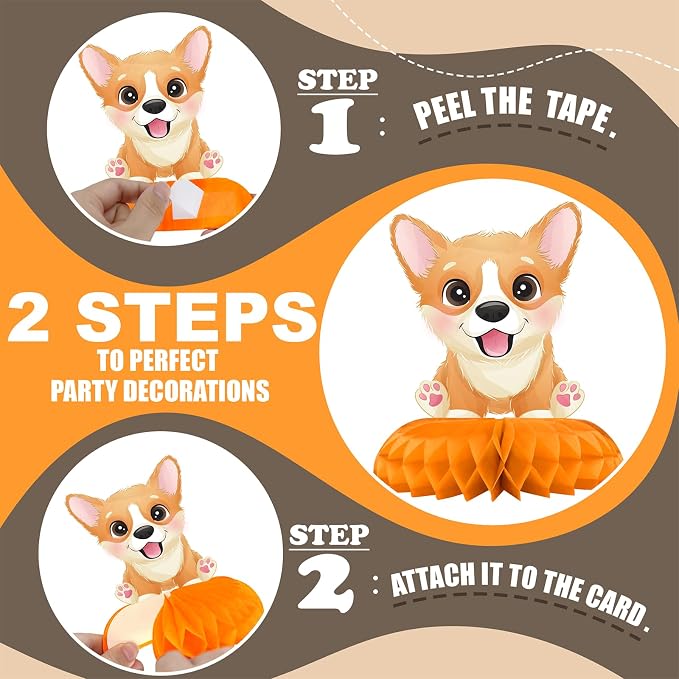 12 Pack Puppy Table Decorations - Puppy Party Decorations for Kids' Birthday and Baby Shower - Puppy Table Toppers