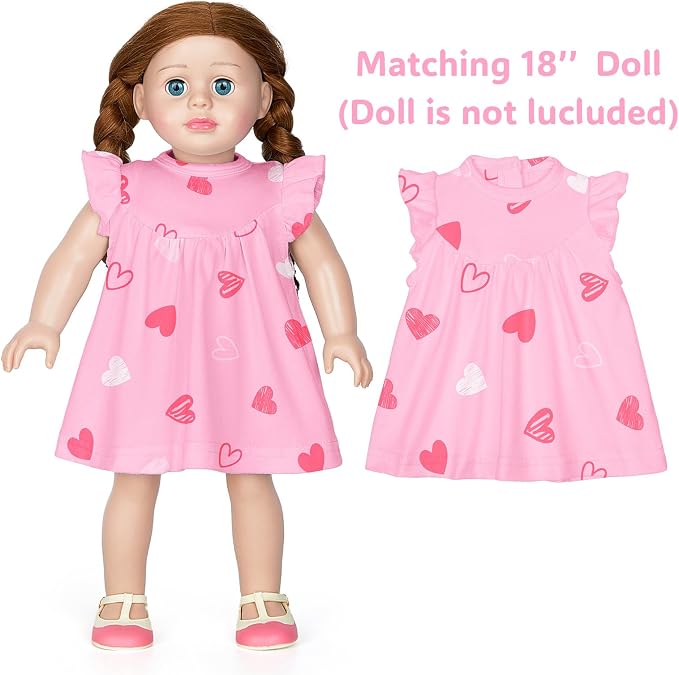 ICOSY Matching Doll & Girls Nightgowns Clothes Girls Pajamas Sleepwear Outfit for Kids and 18" Girl Doll