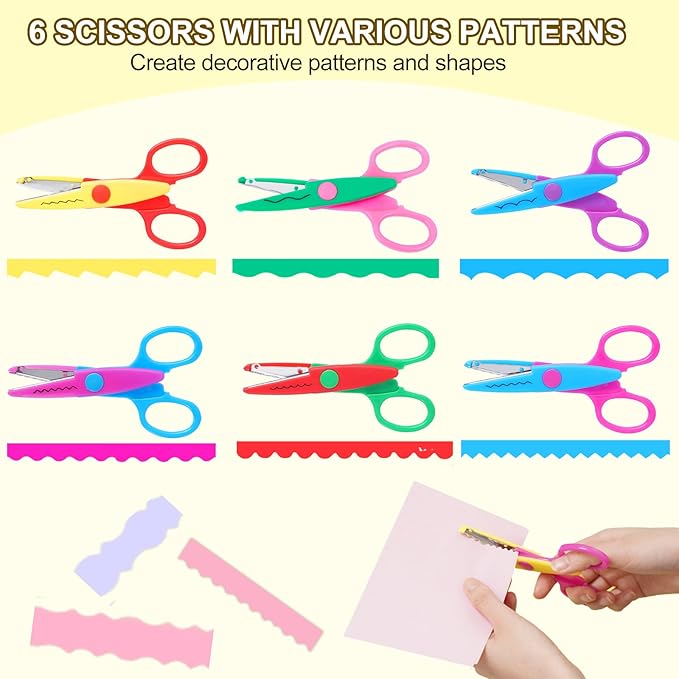 UCEC Decorative Paper Edge Scissor Set 5'' Colorful Paper Edger Scissors Great for Teachers, Crafts, Scrapbooking, DIY Projects Crafts, Set of 6
