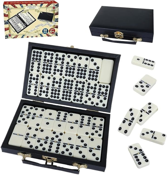 GOTHINK Portable Professional Double 9 Dominos Set for Adults with Storage Box - 55 Tiles Dominoes Set for Holiday Travel Game - Classic Tabletop Board Games Ideal for Toy Gifts Family Birthday Party